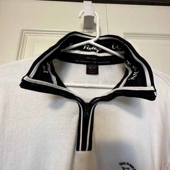 Men's Paul & Shark Quarter Zip Sweater White/Navy - Picture 3 of 6